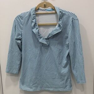 J.‎ McLaughlin Printed Ruffle Neck Top Size XS